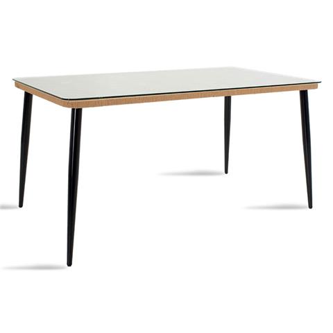 Naoki pakoworld garden table metal black-pe natural-glass 160x90x78cm