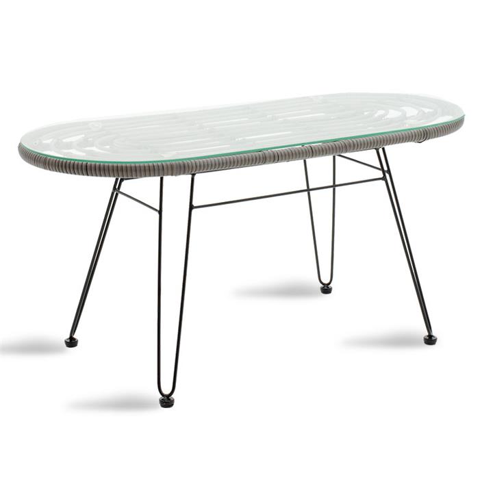 Naoki pakoworld garden table metal black-pe grey-glass 100x45x46cm
