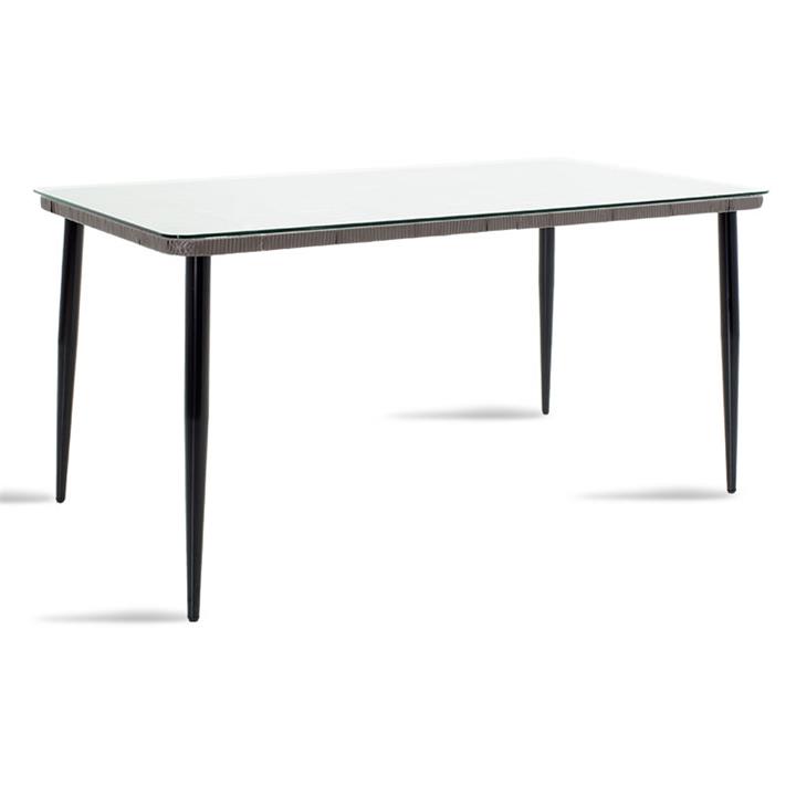 Naoki pakoworld garden table metal black-pe gray-glass 160x90x78cm