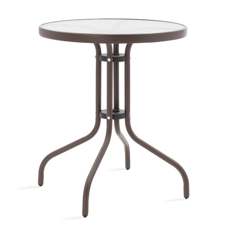 Watson pakoworld garden table metal brown-glass D60x70cm