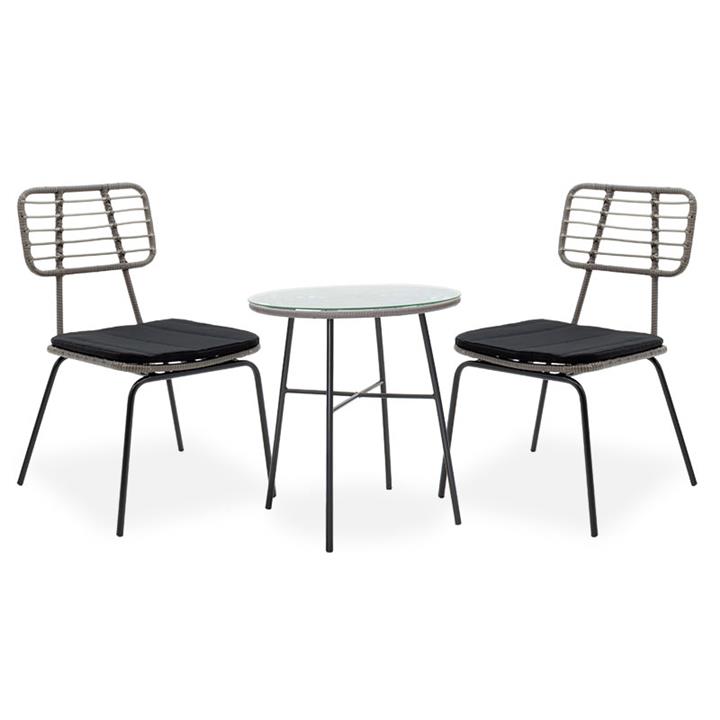 Gaus-Naoki garden dining set 3pcs pakoworld metal black pe gray.
