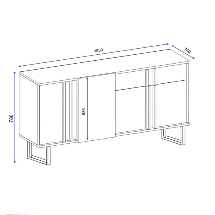 Buffet Amanda pakoworld walnut-black 160x40x78.5cm
