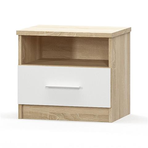Κομοδίνο Geneva pakoworld σετ 2τεμ φυσικό-λευκό 50x37x45.5εκ
