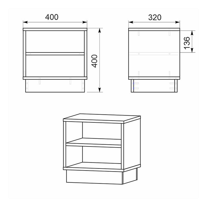 Nightstand Mason pakoworld sonoma-white 40x32x40cm