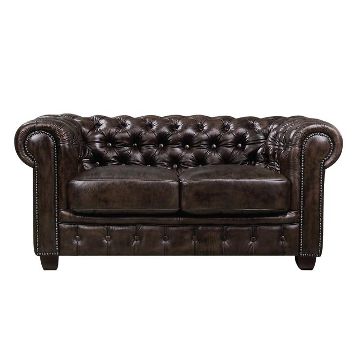 CHESTERFIELD Birmingham Καναπές 2Θέσιος Σαλονιού Καθιστικού,Δέρμα Απόχρωση Καφέ