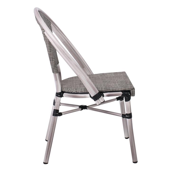 COSTA Καρέκλα Dining Αλουμινίου, Απόχρωση Antique Grey -Textilene Μπεζ