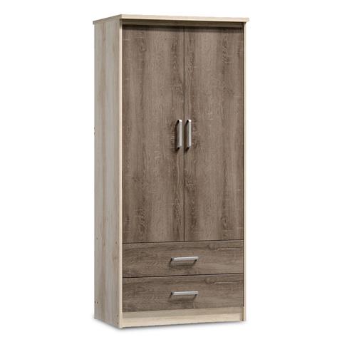 Wardrobe Olympus pakoworld with 2 doors and drawers in castillo-toro colour 81x57x183