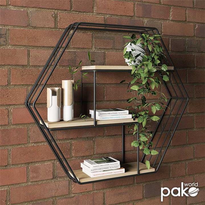 Wall shelf Azira pakoworld black-oak color 50x10x44cm