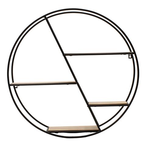 Wall shelf Azira pakoworld metal in black-oak color 60x13x60cm