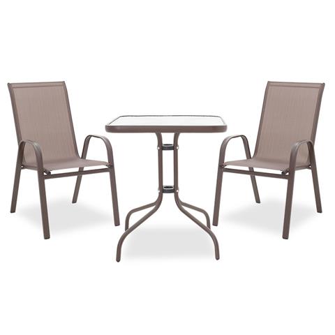 Garden dining set 3pcs Calan-Watson pakoworld metal-textilene brown