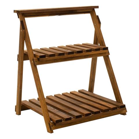 Plant Shelf-stand unit Fenno pakoworld wood in walnut color 59x50x70cm