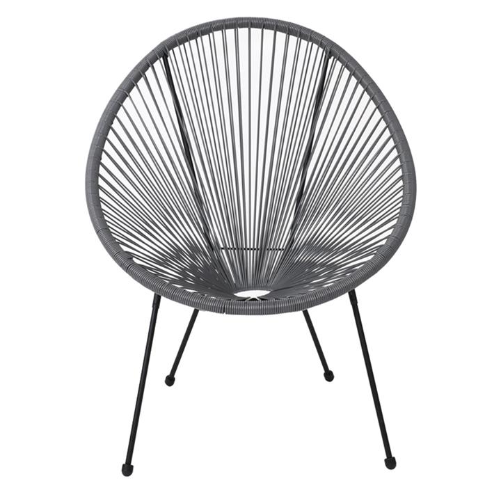 ACAPULCO Πολυθρόνα Μέταλλο Βαφή Μαύρο, Rattan Γκρι