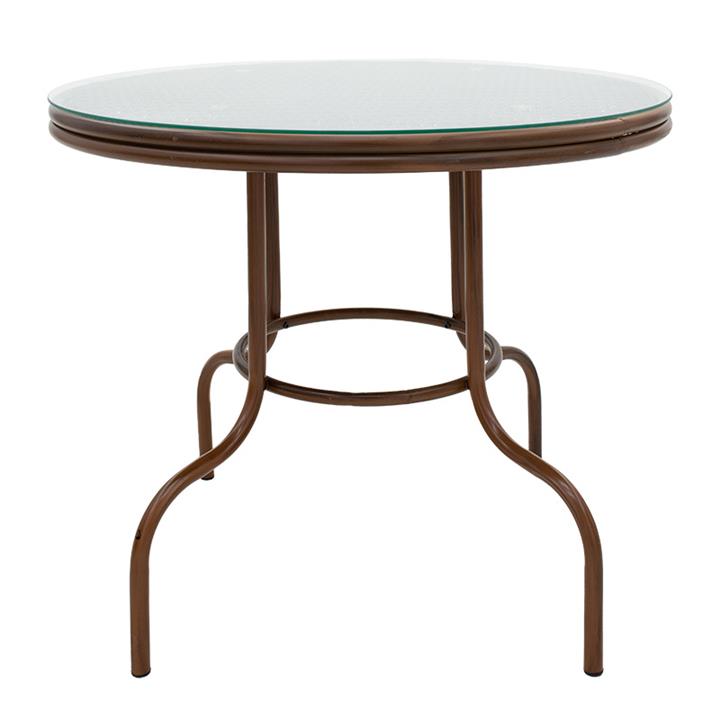 Garden table Paula pakoworld metal-pe rattan brown D90x75cm