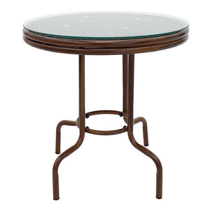 Paula garden dining set 5pcs pakoworld metal-pe rattan brown