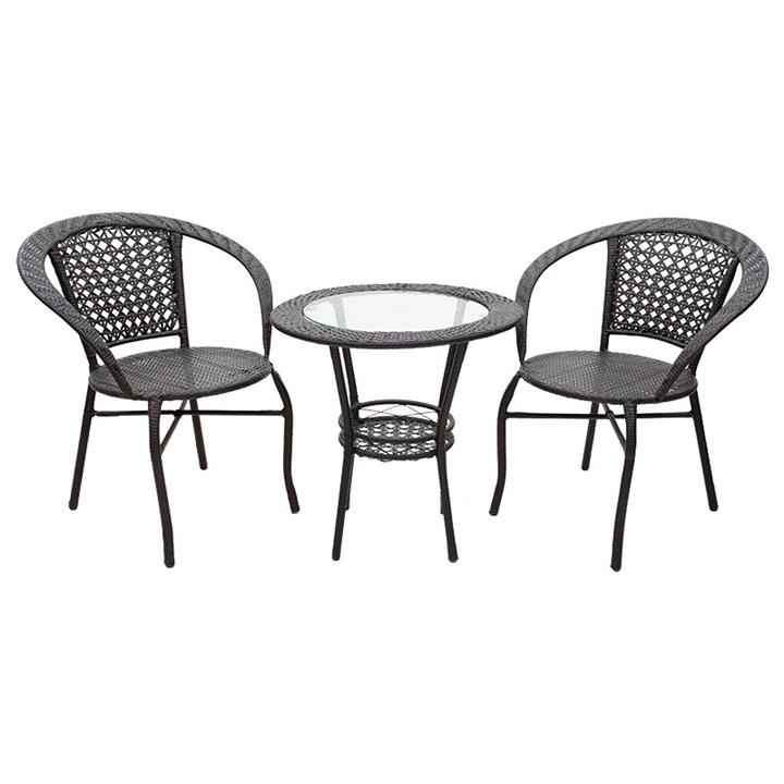 Garden lounge set Saylor pakoworld set 3pcs metal-pe rattan brown