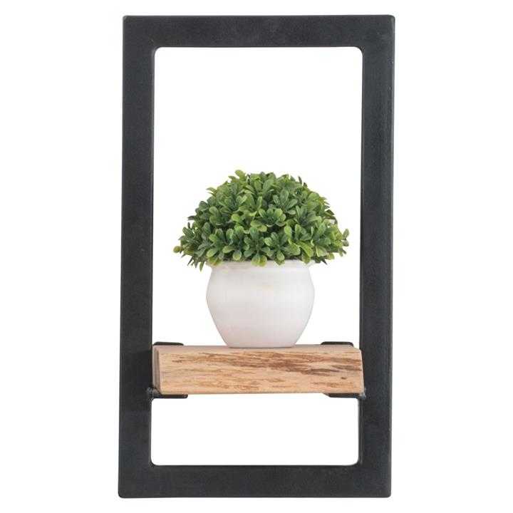 LIZARD Frame Ράφι Μέταλλο Βαφή Μαύρο, Ξύλο Ακακία Φυσικό