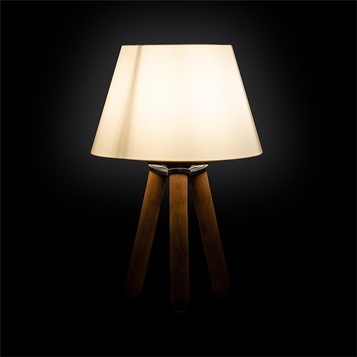 Table lamp PWL-1072 pakoworld Ε27 ecru-walnut D22.5x32cm