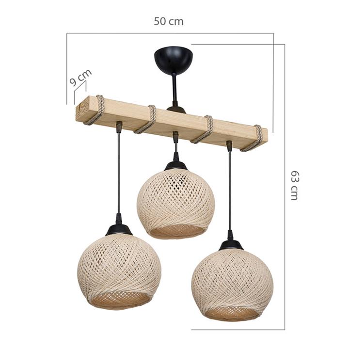 Ceiling light PWL-1120 pakoworld Ε27 cream-natural 50x20x63cm