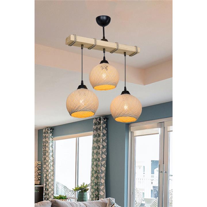 Ceiling light PWL-1120 pakoworld Ε27 cream-natural 50x20x63cm