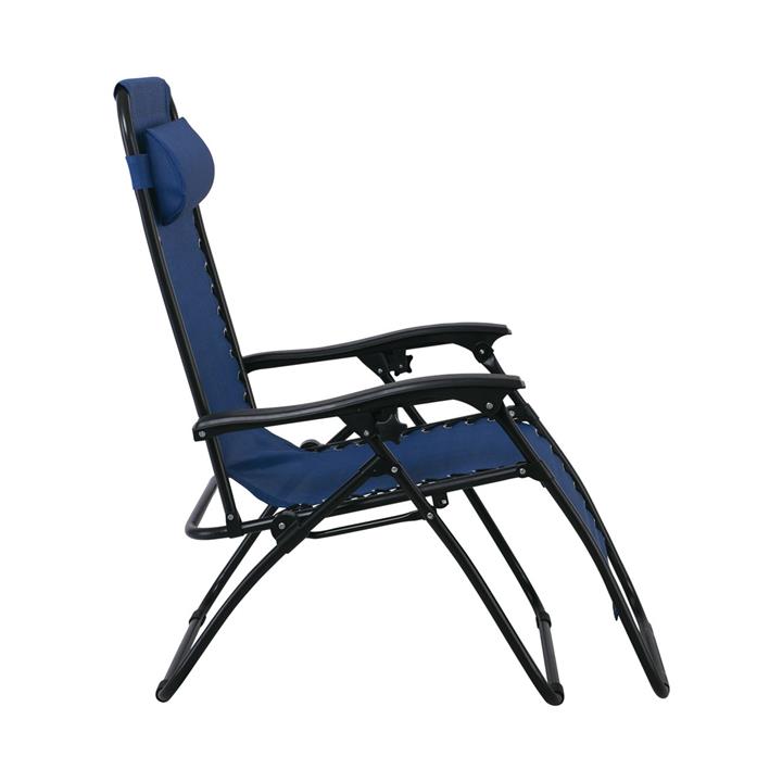 SUPER RELAX Πολυθρόνα με Υποπόδιο, Μέταλλο Βαφή Μαύρο, Textilene Μπλε