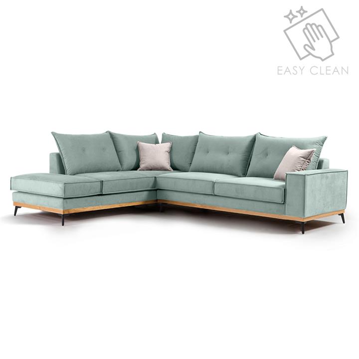 Γωνιακός καναπές δεξιά γωνία Luxury II pakoworld ύφασμα ciel-cream 290x235x95εκ