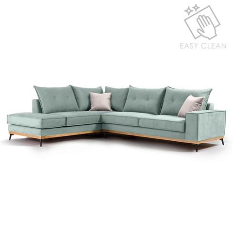 Corner sofa Luxury II pakoworld right corner fabric ciel-cream 290x235x95cm