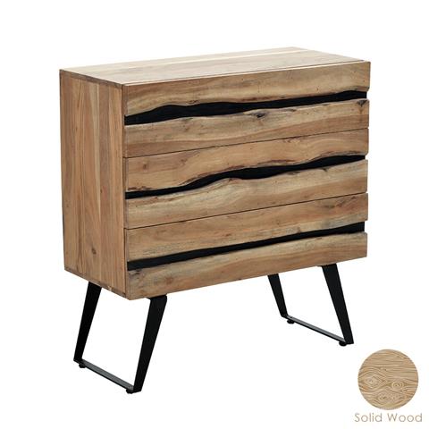 Chest of drawers Imena pakoworld solid wood 4cm walnut-black 80x38x86.5cm