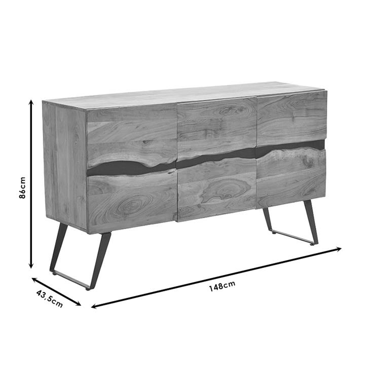 Cabinet Imena pakoworld solid wood 4cm walnut-black 148x43.5x86cm