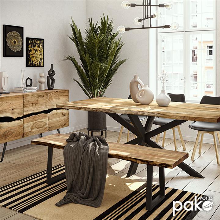 Cabinet Imena pakoworld solid wood 4cm walnut-black 148x43.5x86cm