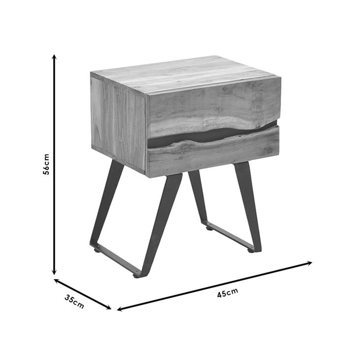 Nightstand Imena pakoworld solid wood 4cm walnut-black 45x35x56cm
