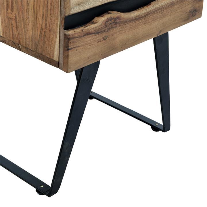 Nightstand Imena pakoworld solid wood 4cm walnut-black 45x35x56cm