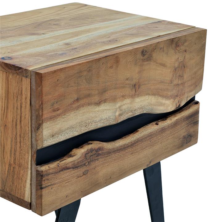 Nightstand Imena pakoworld solid wood 4cm walnut-black 45x35x56cm