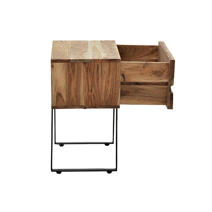 Nightstand Imena pakoworld solid wood 4cm walnut-black 45x35x56cm