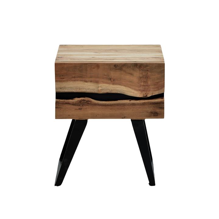 Nightstand Imena pakoworld solid wood 4cm walnut-black 45x35x56cm