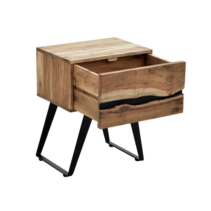 Nightstand Imena pakoworld solid wood 4cm walnut-black 45x35x56cm