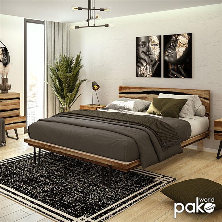 Nightstand Imena pakoworld solid wood 4cm walnut-black 45x35x56cm