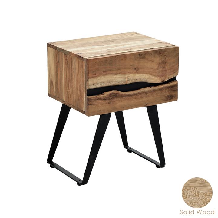 Nightstand Imena pakoworld solid wood 4cm walnut-black 45x35x56cm