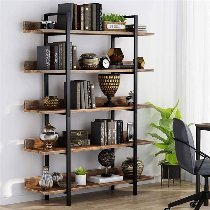 Bookcase Almond pakoworld walnut-black 119x27x185cm