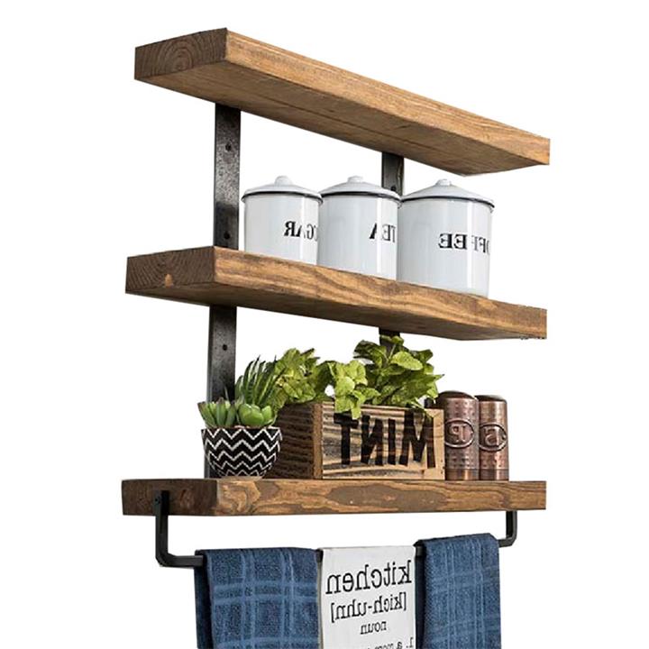 Wall set unit Ember pakoworld solid pine wood walnut-black 75x9x68cm