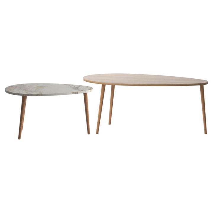 Coffee table Monty pakoworld oak-beige marble 116x46x46cm