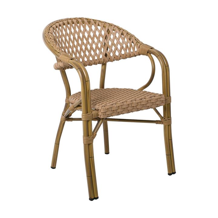 VEGERA Rattan Πολυθρόνα Dining Αλουμίνιο Φυσικό, Wicker Φυσικό, Στοιβαζόμενη