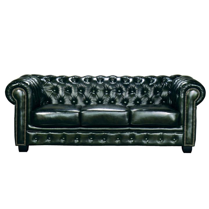 CHESTERFIELD Birmingham Kαναπές 3Θέσιος Σαλονιού Καθιστικού,Δέρμα Antique Green