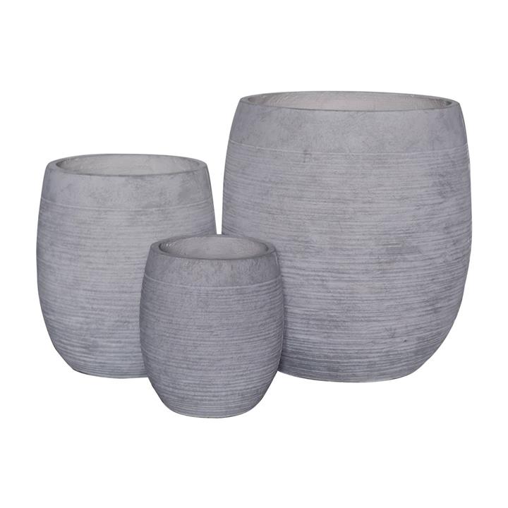 FLOWER POT-8  Set 3 τεμαχίων, Απόχρωση Light Grey Wash
