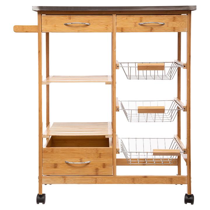 7-Tier trolley Esla pakoworld bamboo natural-white 73,5x37x86cm