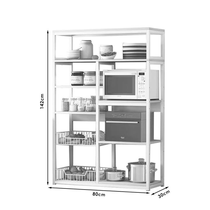 Floor shelf unit Leena pakoworld metallic in white-natural color 80x30x142cm