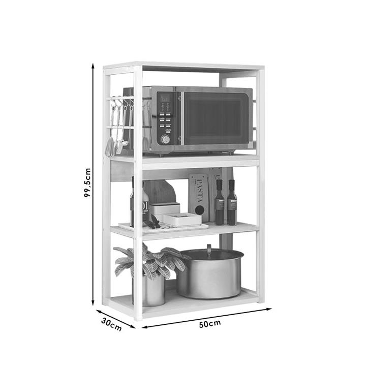 Floor shelf unit Wille pakoworld metallic in white-natural color 50x30x99.5cm