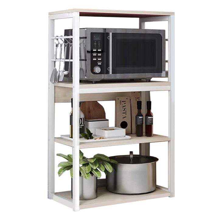 Floor shelf unit Wille pakoworld metallic in white-natural color 50x30x99.5cm