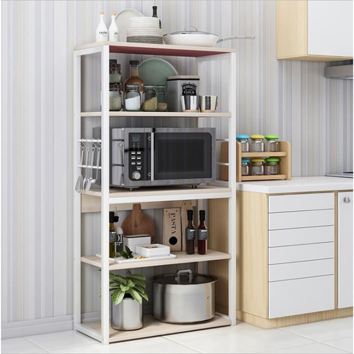 Floor shelf unit Tace pakoworld metallic in white-natural color 50x30x129cm