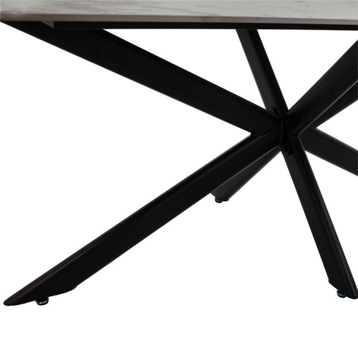 Dinning table Bethan pakoworld stone-glass white marble- metal black leg design 180x90x75cm