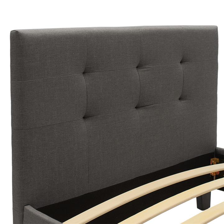 Bed Mago pakoworld in dark grey fabric 100x200cm